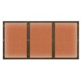 United Visual Products Triple Door Enclosed EZ Tack Board, 96"x48", Walnut/Marble UV106EZ-MARBLE-WALNUT